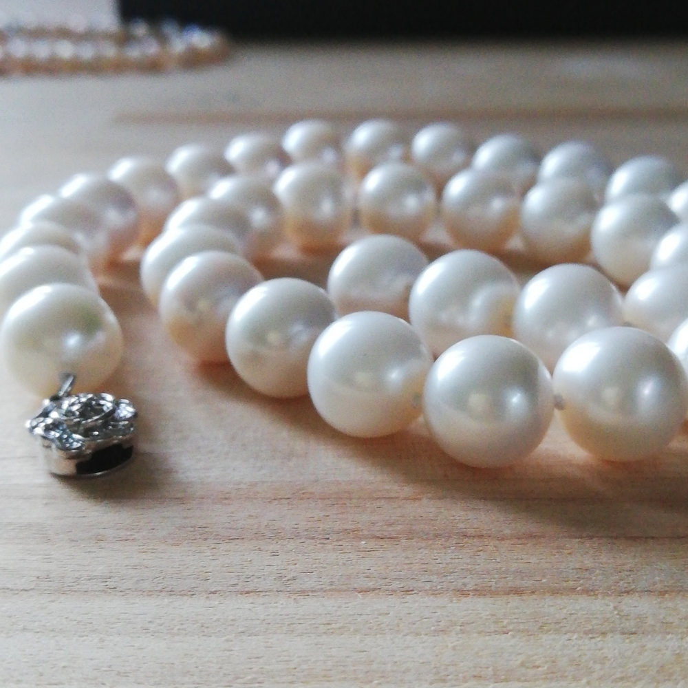100% real pearl necklace white